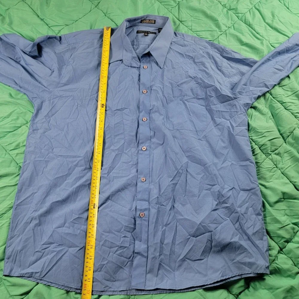 Jordan Craig Mens 2XL XXL Blue Button Down Long Sleeve Collar Shirt Casual
